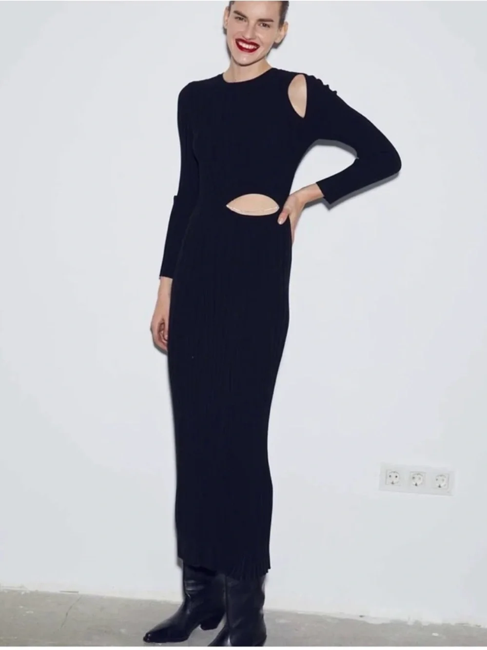ITMFL In the Mood For Love Robe Galan Maxi Dress Black‎ Knit Womens Size L